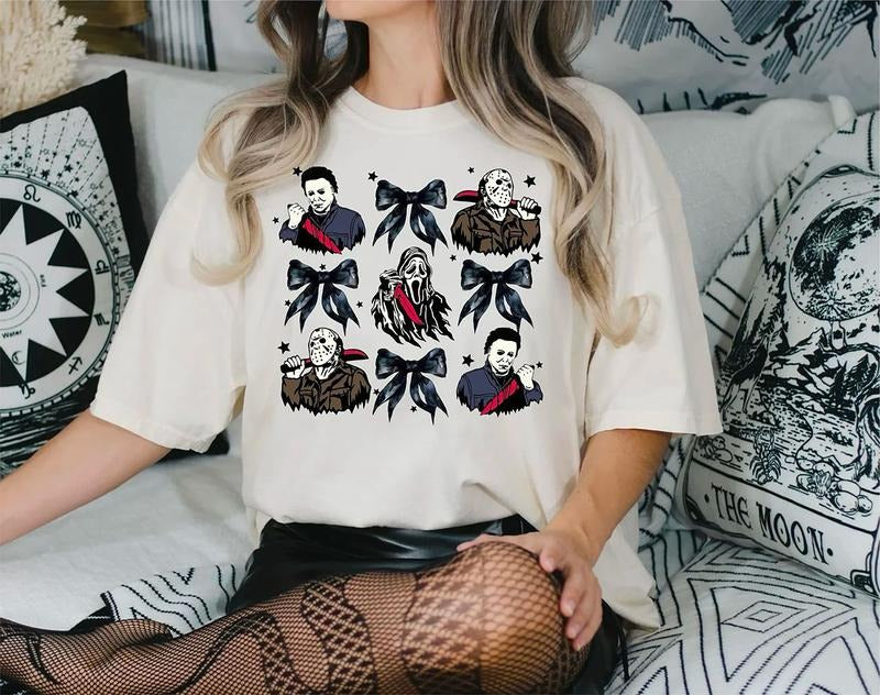 Halloween Coquette Shirt, Scary Movie T-Shirt, Summerween Tee, Horror Coquette Shirt, Halloween Bow Sweatshirt