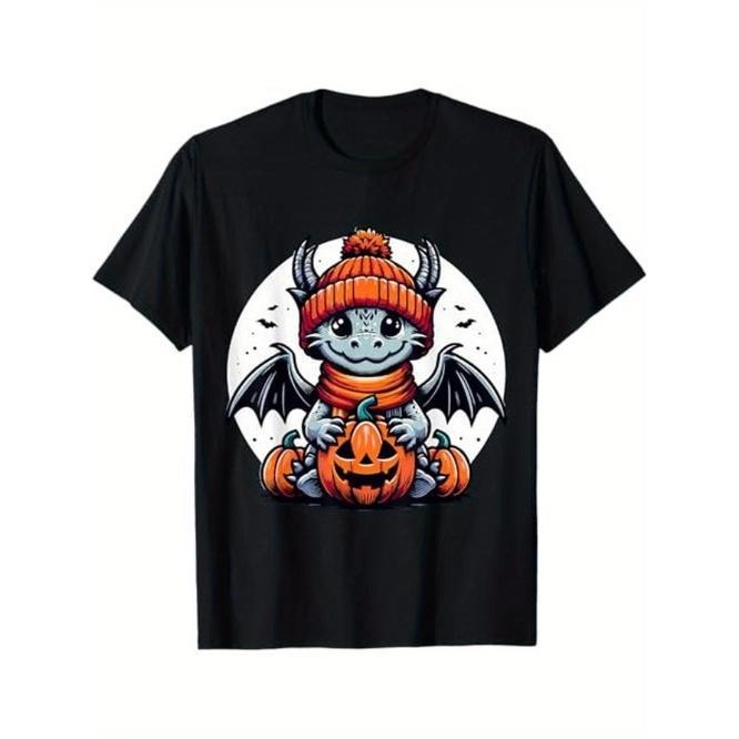 Halloween Dragon Pumpkin T-Shirt, Halloween Thanksgiving Christmas Gift for Men Women Family Friends Made in USA
