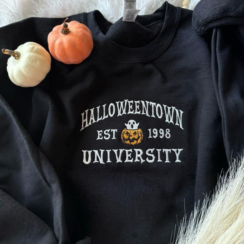 Halloween Embroidered Sweatshirt, Halloweentown Sweatshirt, Embroidered Halloween Sweatshirt