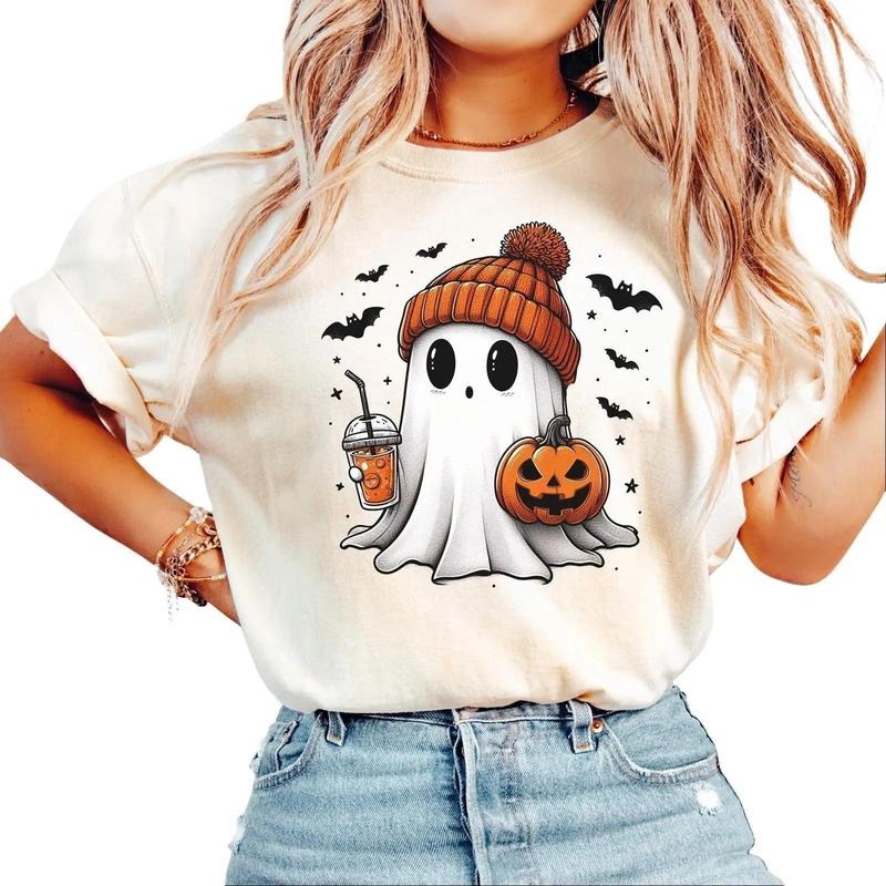 Halloween Ghost Shirt, Cute Ghost Tshirt, Womens Halloween T-shirt, Cute Fall Tee, Spooky Season Comfort Colors Shirt, Gift For Halloween