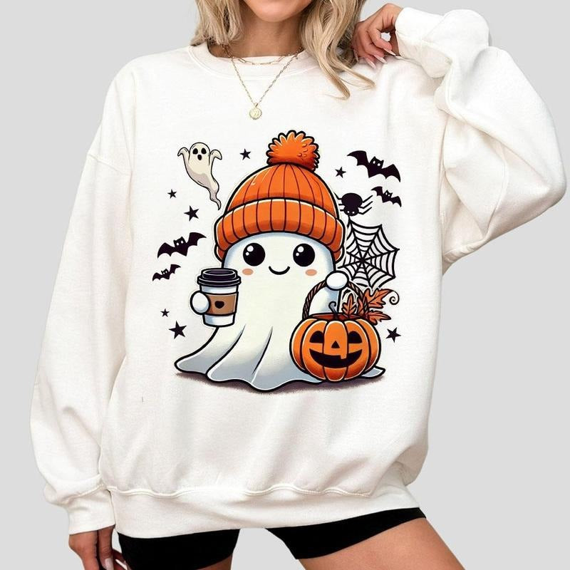 Halloween Ghost Sweatshirt, Cute Ghost Sweatshrit, Halloween T-shirt, Womens Halloween Shirt, Cute Fall Shirt, Spooky...