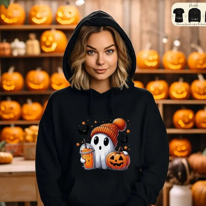 Halloween Ghost Sweatshirt, Cute Halloween T-Shirt, Halloween Women's Hoodie, Spooky Season Shirt, Trick or Treat Shirt, Fall Pumpkin T-shirt, sweater and Hoodie