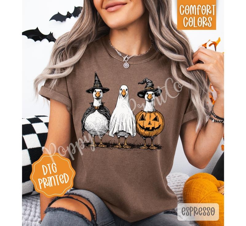 Halloween Goose Shirt Comfort Colors, Trendy Halloween Tshirt