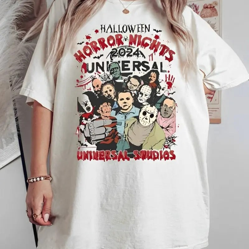 Halloween Horror Nights Universal Studios 2024 Shirt, Horror Characters Halloween Sweatshirt, Universal Studios Tee, Unisex Shirt Gift for Women and Men