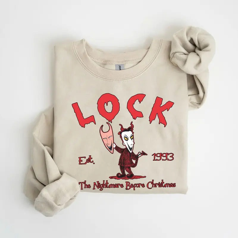 Halloween Lock Nightmare Before Christmas Sweatshirt, Jack Skellington Sweatshirt, Horror Movie Sweatshirt, Spooky Season Shirt