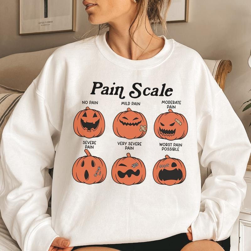 Halloween Nurse Shirt, Pain Scale Fall Pumpkin Nurse T-Shirt, Spooky RN Sweatshirt, Funny Medical Halloween Shirt