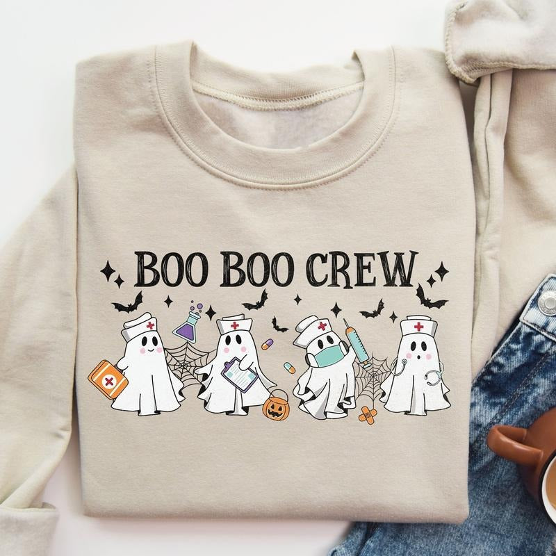 Halloween Nurse Sweatshirt, Boo Boo Crew Sweater, Halloween Nursing Shirt, Funny Halloween Ghost Shirt, Nurse Sweater, Ghost Nurse Shirt, Nurse Team Gift Shirt