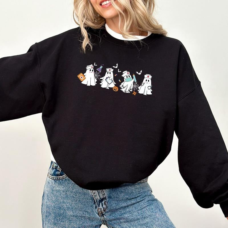 Halloween Nurse Sweatshirt, Nurse Shirt, Halloween Nursing Sweatshirt, Cute Nurse Sweatshirt, Nursing Student Hoodie, Er...