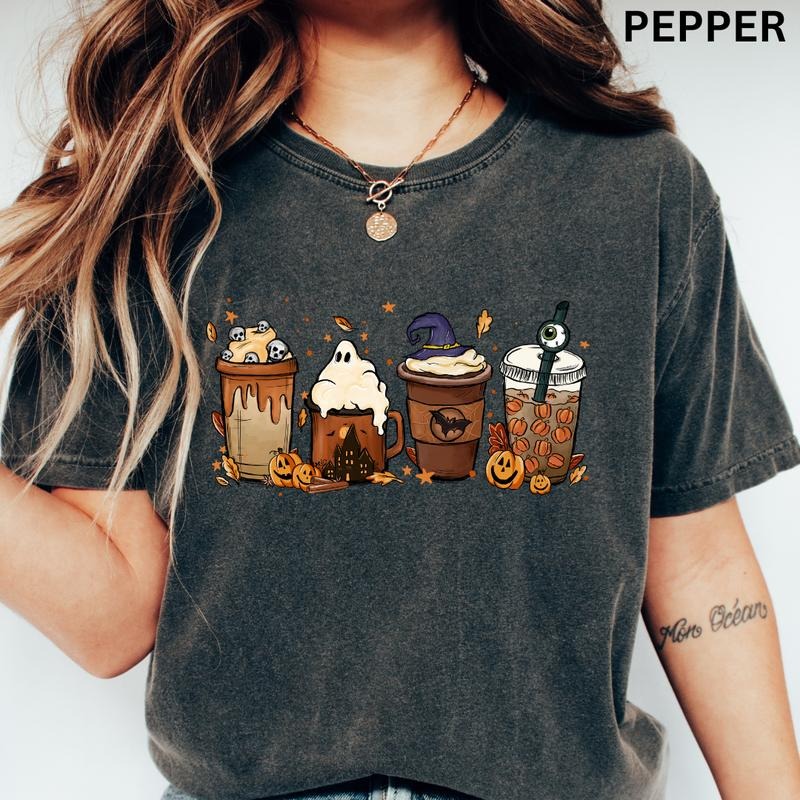 Halloween Shirt, Coffee #1 Shirt, Spooky Coffee Shirt, Fall shirt, Comfort Colors Halloween Shirt, Casual Shirt Unisex, Halloween Clothing, Graphic Halloween Apparel, Casual Cotton T-shirt, Unisex Halloween