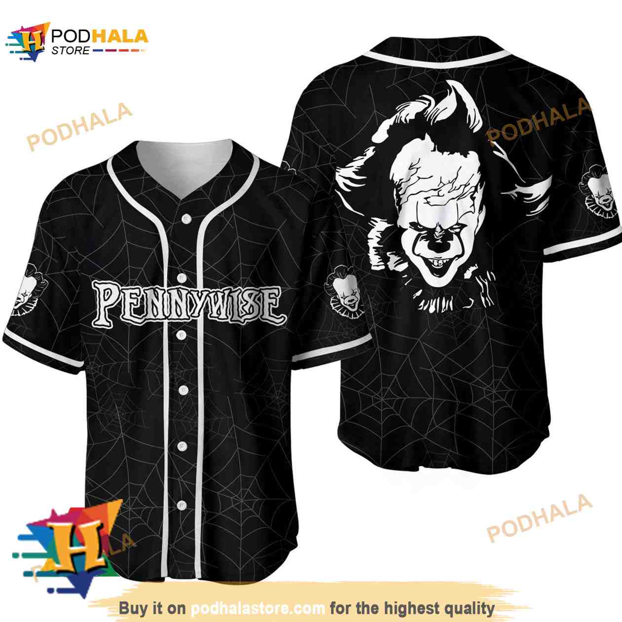 Halloween Spider Clown Pennywise IT 3D Baseball Jersey