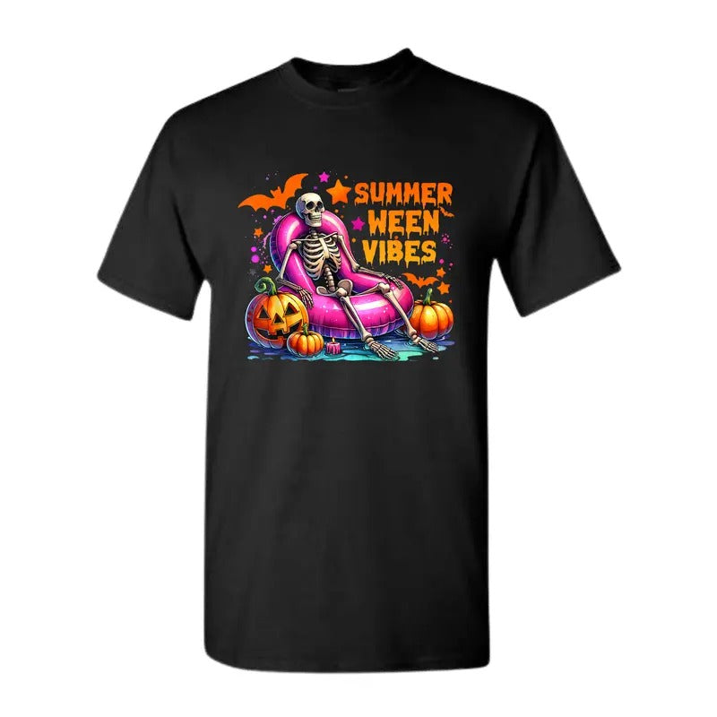 Halloween Summerween Vibes Summer Vacation Skeleton Float T-Shirt, For Men And Women, Trendy Shirt