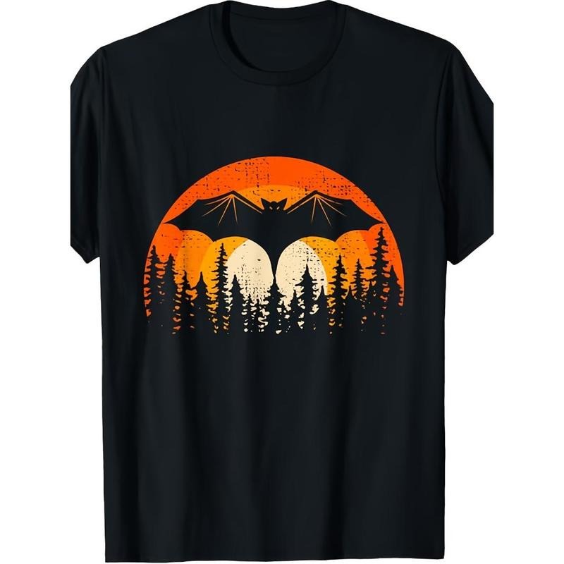 Halloween T-shirts Men's Casual Street Style Summer And Autumn Slightly Elastic Round Neck T-shirts Made in USA