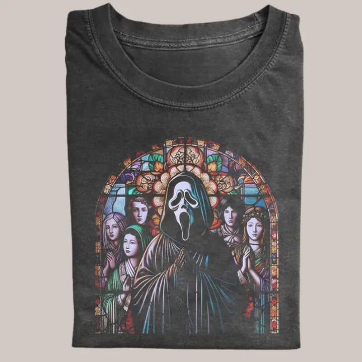 Halloween Vintage Tees, Ghost Face T-Shirt, Horror Movie Shirt, Unisex Funny Halloween Shirt Menswear Womenswear Streetwear