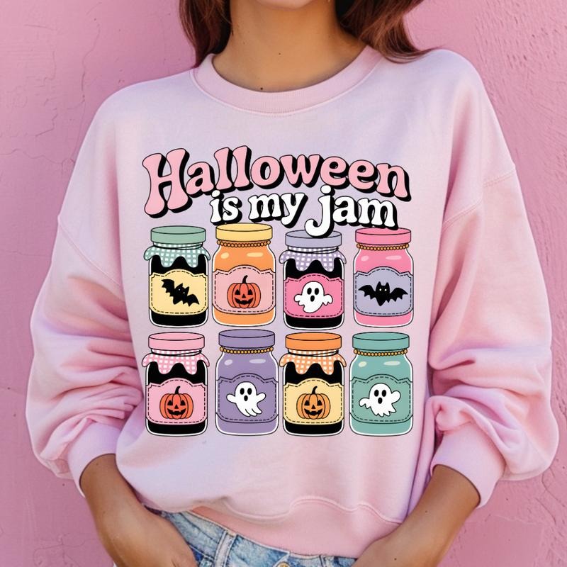 Halloween is my Jam Halloween Sweatshirt - Unisex Relaxed Fit Printed in USA Casual Comfort Cotton Top Athletic Boho Chic All Seasons