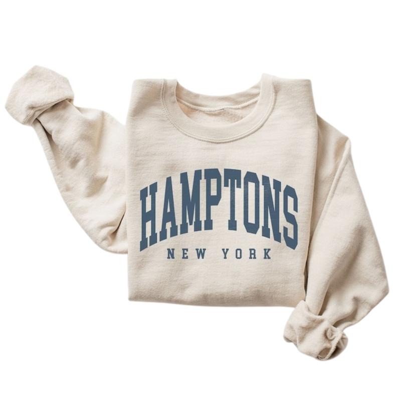 Hamptons City Sweatshirt, New York Pullover Shirt, Vintage Varsity Aesthetic Hoodie, Trendy Travel Destination Gift, Unisex Crewneck Sweatersstyle{n002}2