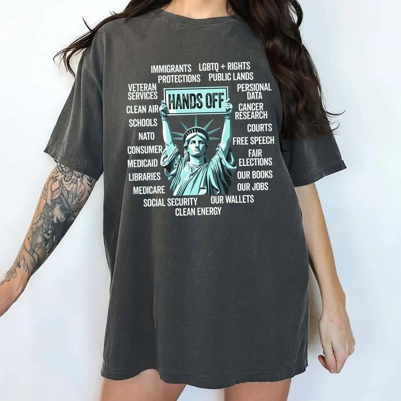 Hands Off Comfort Colors Shirt, Statue of Liberty Resistance T-shirt, Resist Graphic Tee, Sarcastic Clothing, Activist Outfits, Womenswear