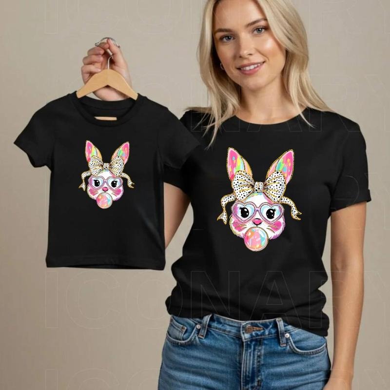 Happy Easter Bunny Coquette Bow Brushstroke Easter Girl Kids Women T-Shirt Hoodie, Sweatshirt | WearSparks.com