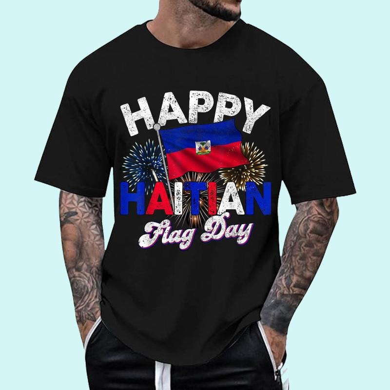 Happy Haitian Flag Day Pride Haiti 1804 Mens Womens Unisex T-Shirt, Cotton 100%, Top Trending Fashion