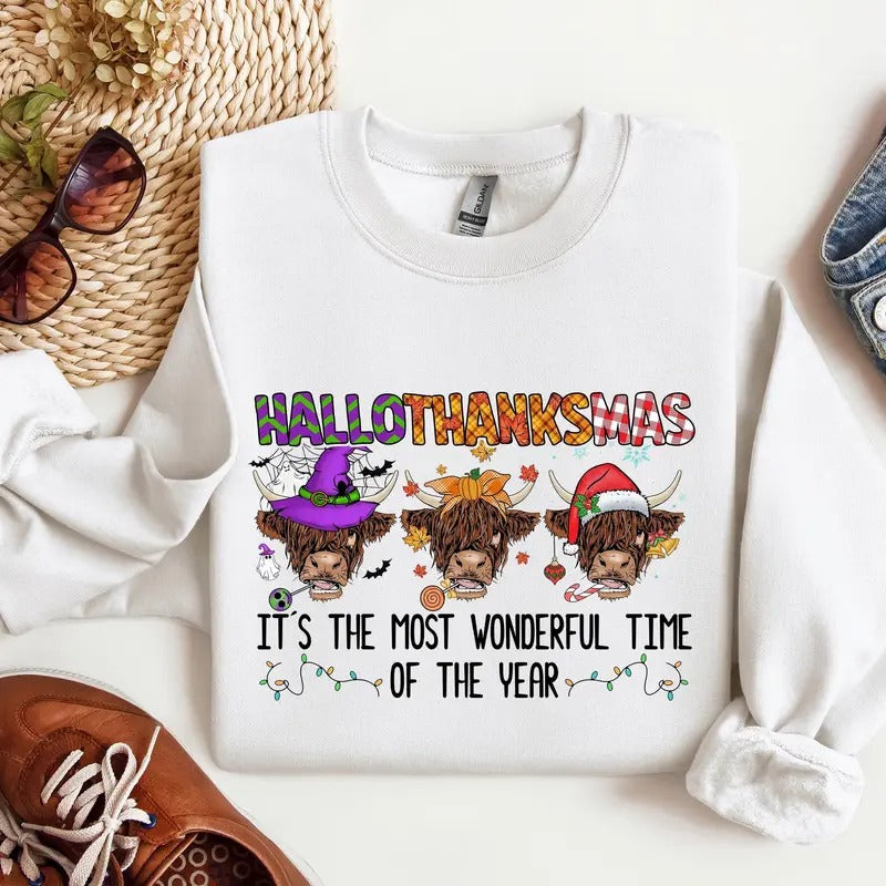 Happy Hallothanksmas Sweatshirt, Hallothanksmas Shirt, Holiday Season Sweatshirt, Halloween Thanksgiving Christmas Shirt, Hallothanksmas Tee