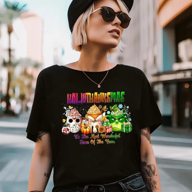 Happy Hallothanksmas Sweatshirt, Hallothanksmas Shirt, Holiday Season Sweatshirt, Halloween Thanksgiving Christmas Shirt, Hallothanksmas Teestyle{n002}2