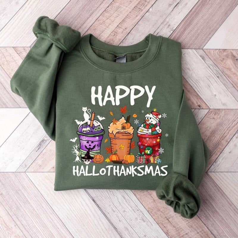 Happy Hallothanksmas Sweatshirt, Hallothanksmas Shirt, Holiday Season Sweatshirt, Pullover