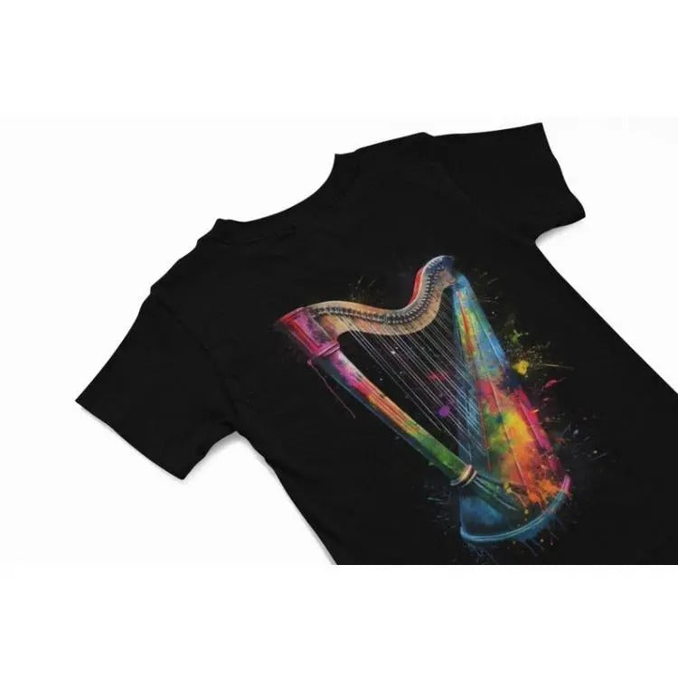 Harp t shirt - Colourful Graffiti T Shirts - Music instrument Graphic Shirt - Music t shirt - Music Gift - Quirky Harpist t shirt Made in USA