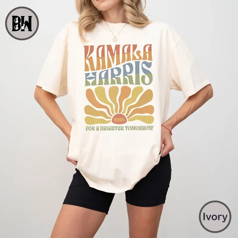Harris Walz 2024 T-Shirt, Kamala Harris Shirt, Tim Walz Shirt, Boho Aesthetic Retro Tee, Election 2024 Shirt, LGBTQIA...