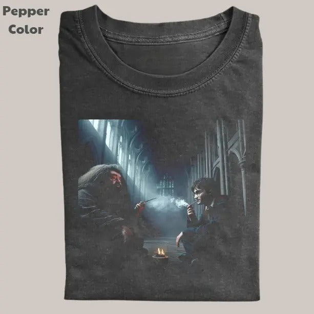 Harry Potter Vintage Graphic Tee, Hagrid Harry Smoking T-Shirt, Movies Tee, Unisex Meme Cringe Funny Dumb Shirt, Menswear Womenswear Streetwear