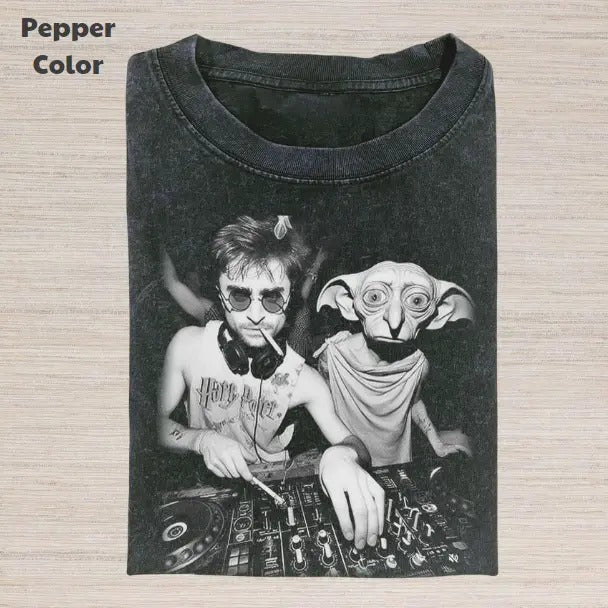 Harry Potter Vintage Graphic Tee, Harry Dobby Dj T-Shirt, Movies Tee, Unisex Meme Cringe Funny Dumb Shirt, Menswear Womenswear Streetwear Cotton Comfort