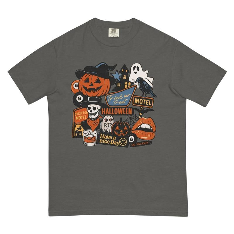 Haunted Motel Halloween Shirt - Comfort Colors Unisex Apparel Relaxed Fit Printed In The USA Clothing Womenswear Casual Comfort Cotton Top Athletic Boho Chic