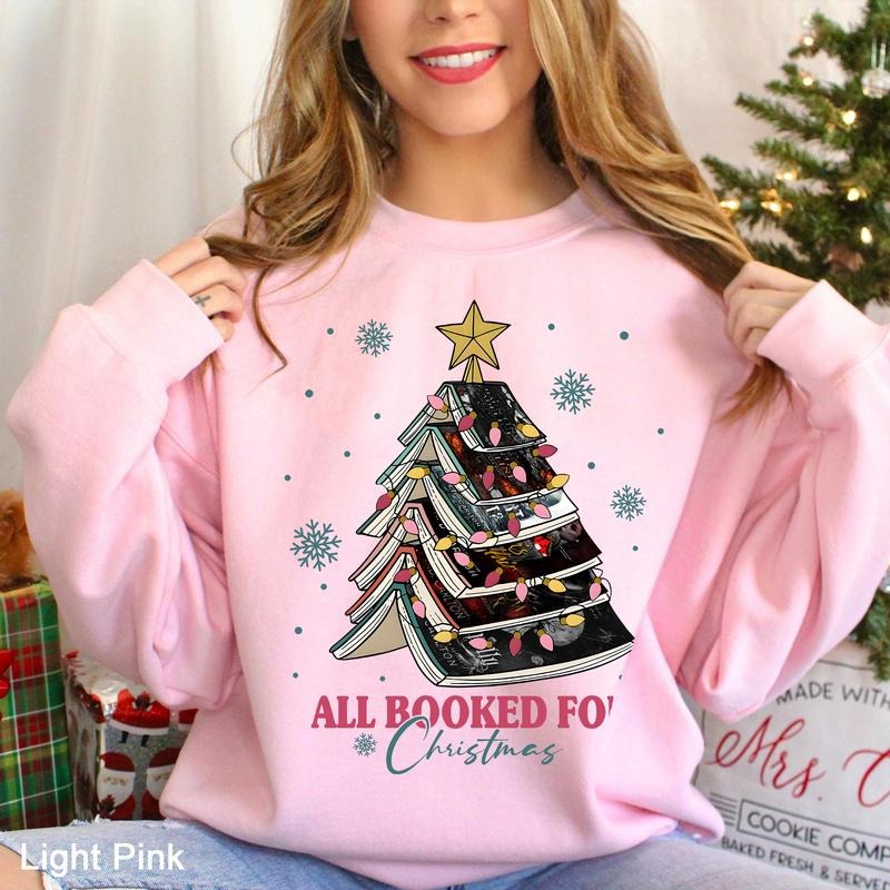 Haunting Adeline Christmas Sweatshirt, All Booked For Christmas Hoodie, Cat And Mouse Shirt, Book Lover, Dark Romance Xmas Outfit, Bookish Christmas Tree Crewneck, Bookish Gift Unisex Soft Comfort Pullover Long Sleeves Graphic Fabric Sweater