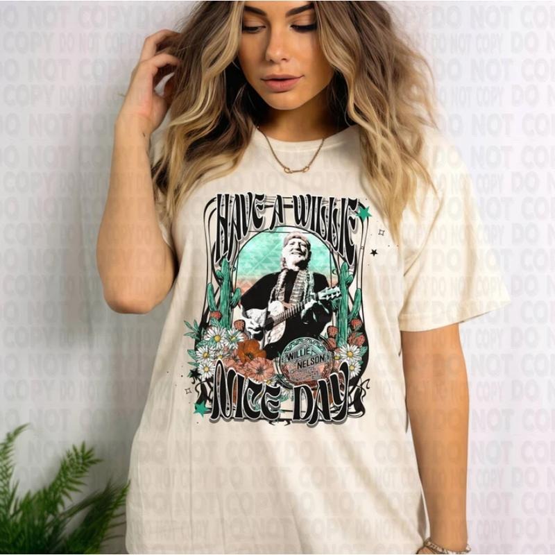 Have A Willie Nice Day Comfort Colors Graphic Tee, Country Music Shirt, Western Concert Tee, Southern Style Top