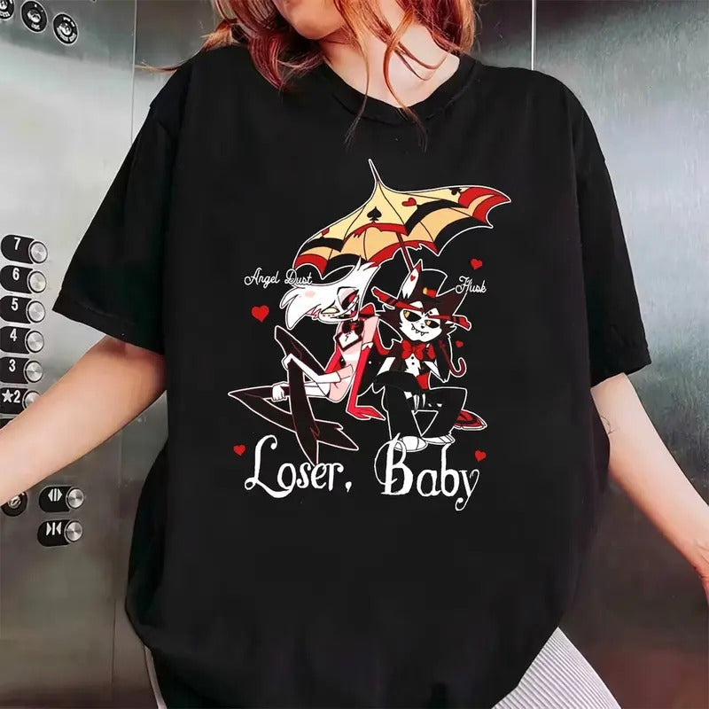 Hazbin Hotel Shirt, Loser Baby Shirt, Angel Dust & Husk Shirt, Angel Dust Hazbin Hotel, Husk Hazbin Hotel Shirt, Gift for Fan haz bin Top Womenswear