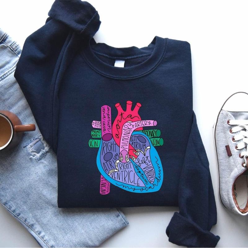 Heart Anatomy Sweatshirt, Nursing School Shirt, Medical School Student Shirt, Cardiologist Anatomical Heart Shirt, Nurse Shirt, Gift For Nurse