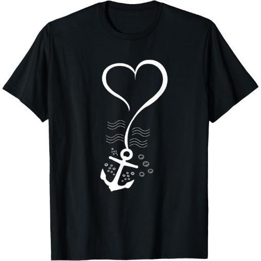 Heart Anchor Nautical Sailor Captain T-Shirt Made in USA