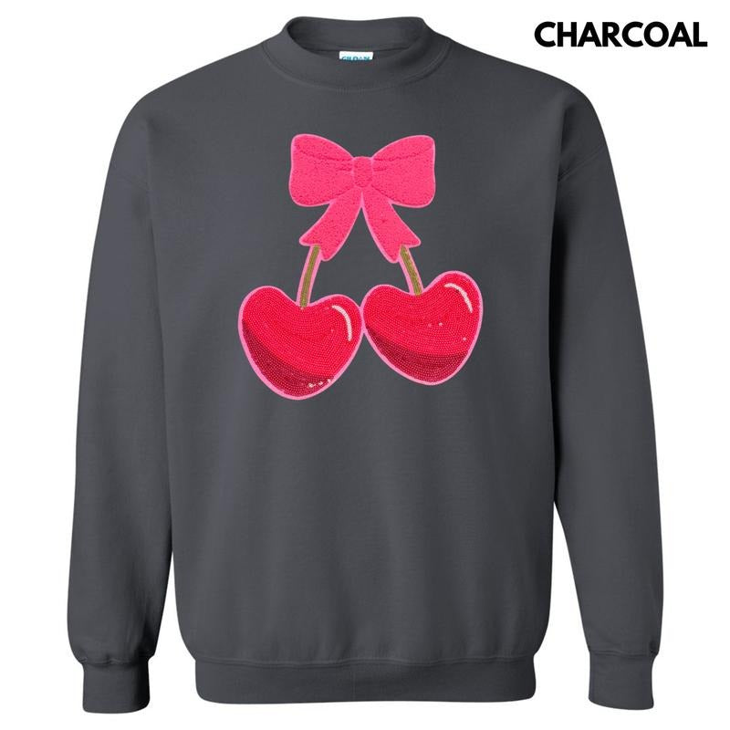 Heart Cherries Sequin Patch Sweatshirt