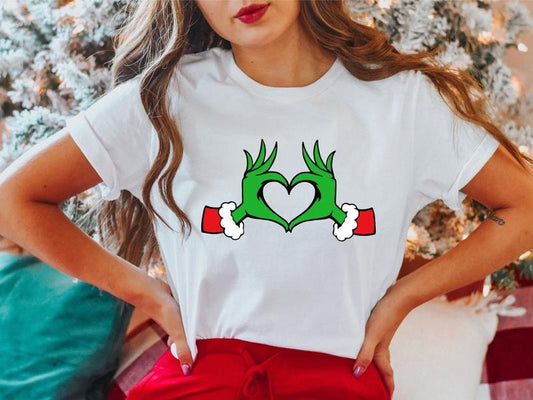 Heart Hands Christmas Shirt, Matching Christmas Party Tees, Unisex X-mas Gift Shirt, Couples Holiday Tee.