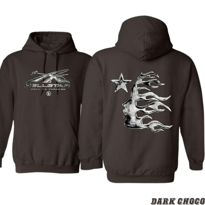 Hellstar Path to Paradise Hoodie - Bold Graphic Design Featuring Star and Flame Elements, Perfect for Rock Fans and Fashion Enthusiasts, Comfortable and Stylish Hoodie for Everyday Wear Menswear Sweaters