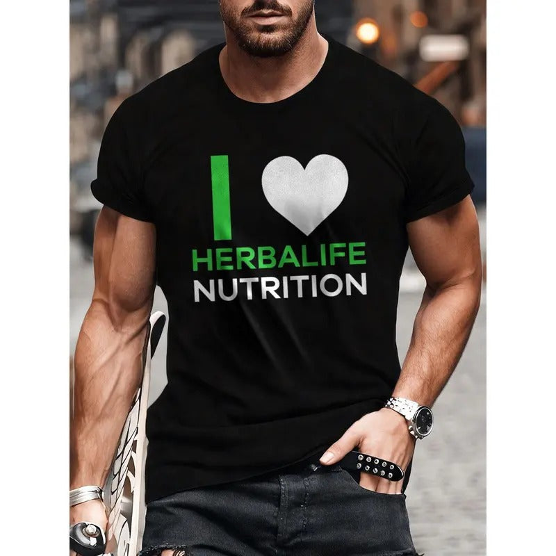 Herbalife Nutrition Men'S Casual T-Shirt - 100% Cotton Crew Neck Tee with Slight Stretch, Printed Graphic, Regular Fit for Yoga, Running, Weekend - Summer Top for Mature Occasions Made in USA