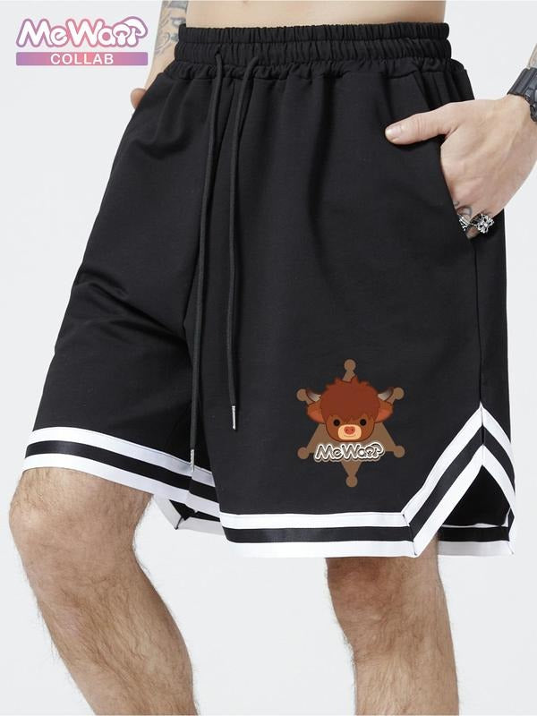 Highland Cow Kyloe Pattern Regular Fit Bottoms, Official Collab | Men's Casual Comfy Basketball Shorts for Daily Wear & Outdoors, All-match Bottoms for Sports