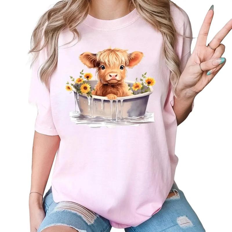 Highland Cow Shirt, Cow Sweatshirt, Heifer Shirt, Cow With Flowers, Western Shirt, Country Shirt, Farm Life, Cowgirl...