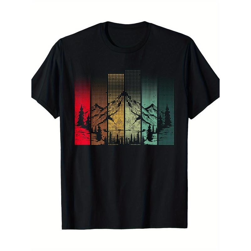 Hiking Mountain Trees Outdoor Nature Wildlife Vintage Forest T-shirt -100% cotton Made in USA