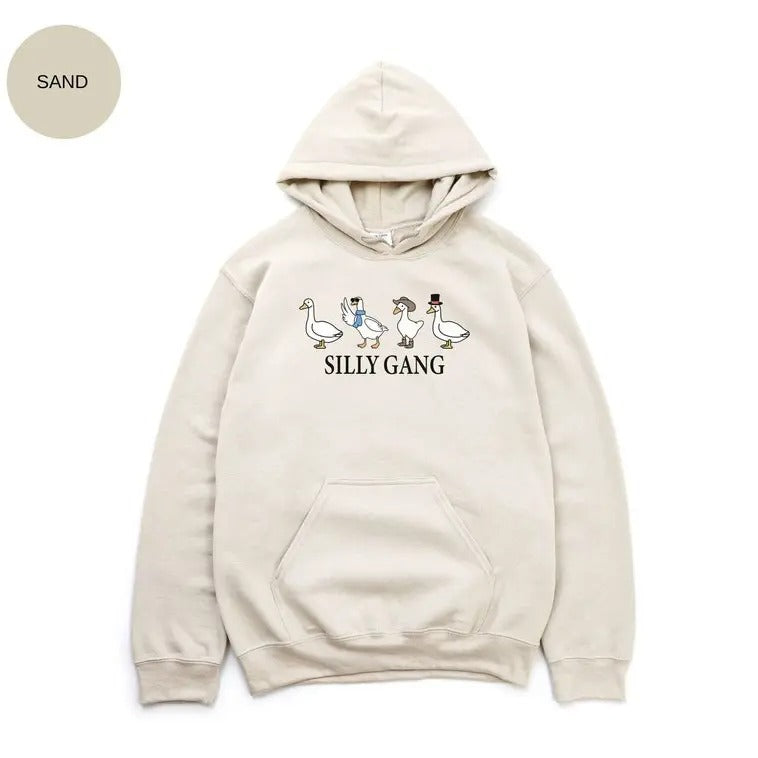 Silly Gang Goose Sweatshirt, Funny Goose Shirt, Funny Men's Women's Sweater, Trendy College Hoodie, Cute Gift for Her/Him, Couple Goose Tee