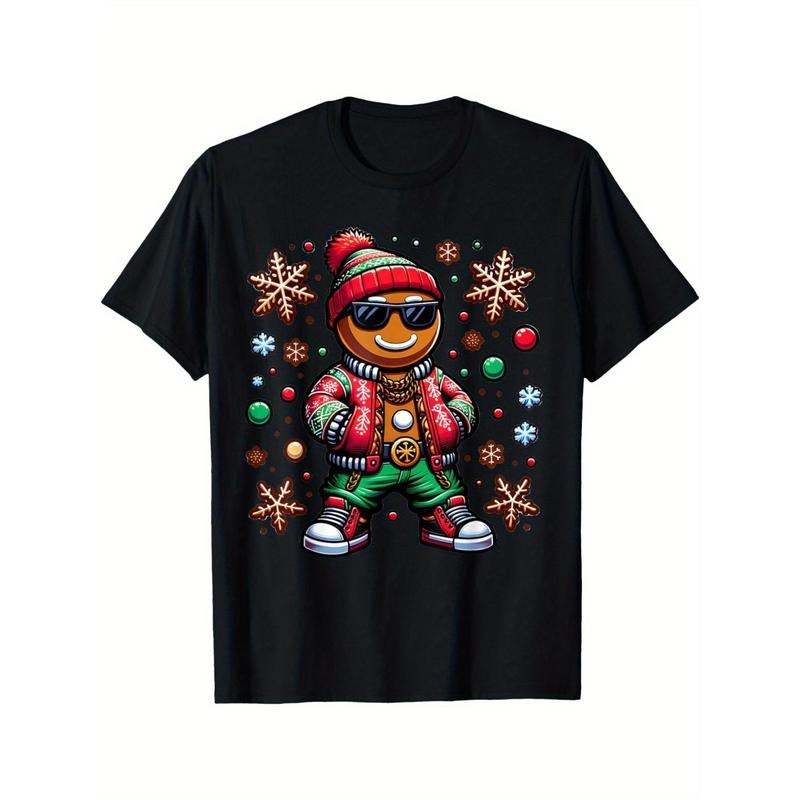Hip Hop Gingerbread Man X-Mas Funny Christmas Men's T-Shirt made in usa