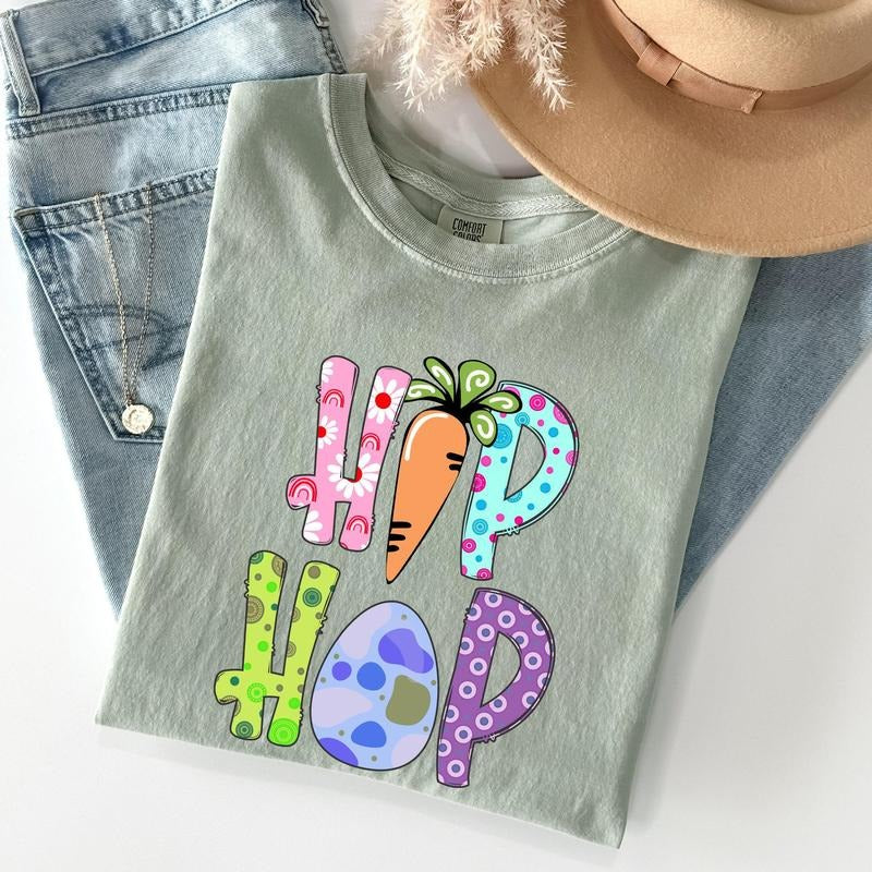 Hip Hop, Easter, Colorful Comfort Colors Tshirt, Women's Crew Neck, Crewneck