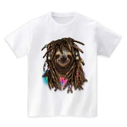 Hippie Giant Sloth with Dreadlocks, Reggae Dreads - Short Sleeve Unisex, Men Made in USA
