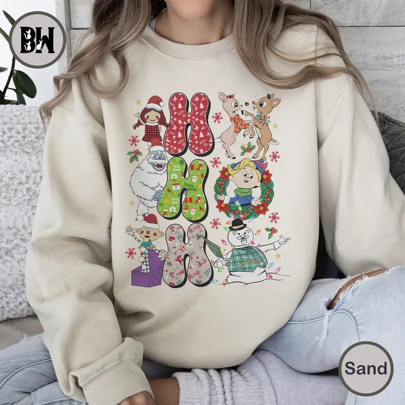 Ho Ho Ho Rudolph The Red Nosed Reindeer Christmas Sweatshirt, Christmas Movie Shirt, Snowman Christmas Shirt, Reindeer Christmas Shirt, Rudolph Xmas Shirt, Christmas Gift