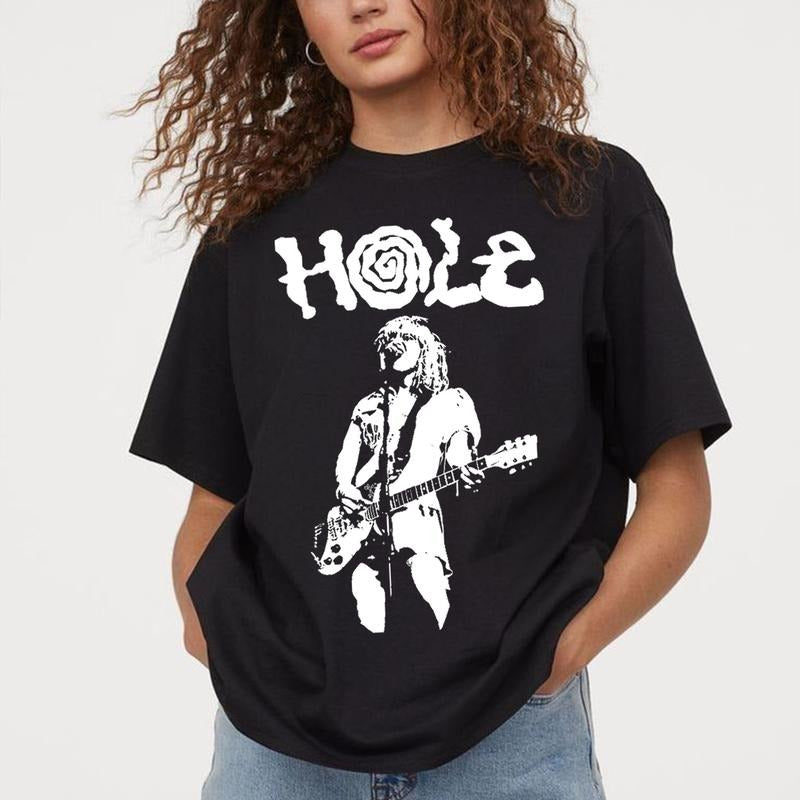 Hole Vintage Style Tee Shirt, 90s Grunge Shirt, Heavily Distressed Reproduction Band Shirt, Nirvana Courtney Love Rock Shirt, Hole Love Through This, Unisex T-Shirt, Gifts For Fans, Short Sleeve Tee Shirt