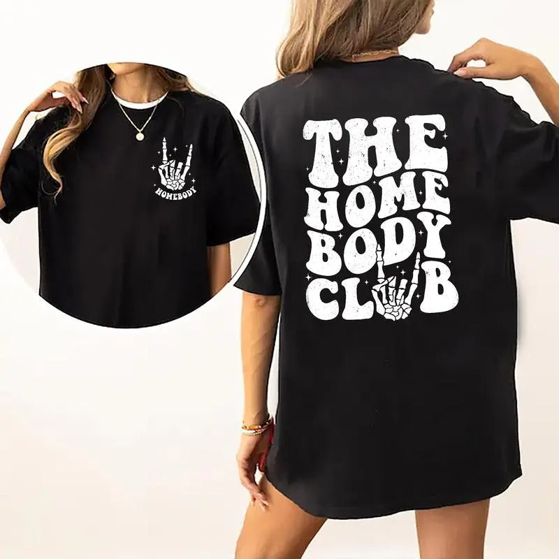 Homebody Club Shirt, Antisocial Introvert T-shirt, Staying Home Retro Funny Women Shirt, Collar Embroidered Hoodie,...