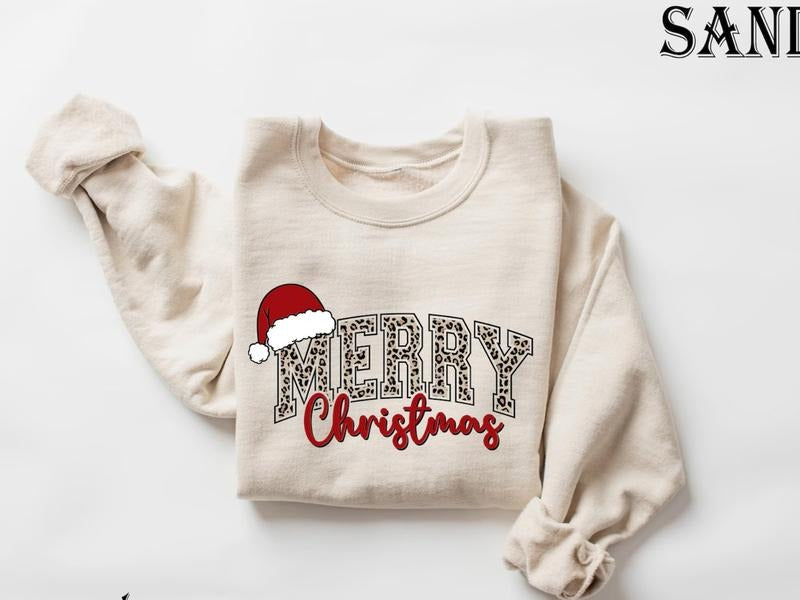 Merry Christmas Cute Winter Shirt/Sweatshirt/Hoodie, Retro Crewneck, Gift For Xmas, Cotton, Womenswear Tops